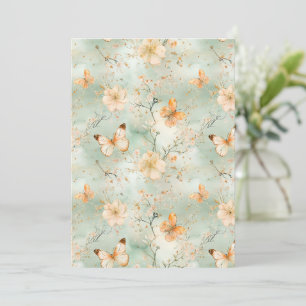 Aquarell Schmetterling Blumen Salbei Orange Einladung