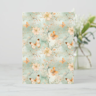 Aquarell Schmetterling Blumen Salbei Orange Einladung