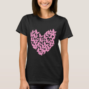 Aquarell Schmetterling Herz Rosa Liebes T-Shirt
