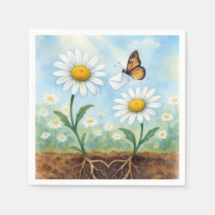 Aquarell-Schmetterling liefert Post an eine Marger Serviette
