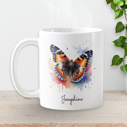 Aquarell Schmetterling Roter Admiral Personalisier Kaffeetasse