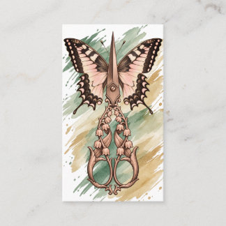 Aquarell-Schmetterling-Schere-Friseurkarte Visitenkarte