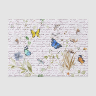Aquarell Schmetterling Wilde Blume Decoupage Seidenpapier
