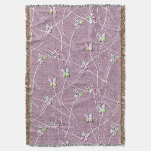 Aquarell-Schmetterlinge auf staubigem Rosa Decke