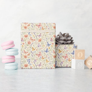 Aquarell-Schmetterlinge Florale Babyparty Brautpar Geschenkpapier