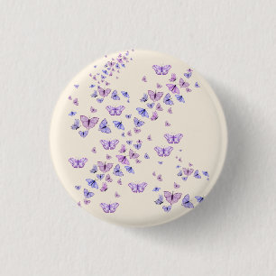Aquarell-Schmetterlinge in Lila und Lavendel Muste Button