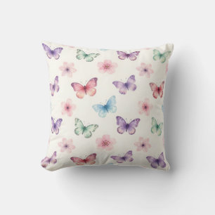 Aquarell-Schmetterlinge Kirschblüten-Muster Kissen