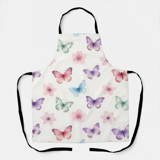 Aquarell-Schmetterlinge Kirschblüten-Muster Schürze (Vorderseite)