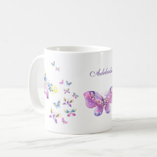 Aquarell-Schmetterlinge Kunst mit Ihrem Namen Kaffeetasse