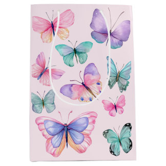 Aquarell-Schmetterlinge Mittlere Geschenktüte