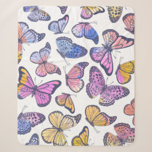 Aquarell-Schmetterlinge: Pastell-Vintage-Muster. Sherpadecke