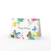 Aquarell-Schmetterlinge und Blumen