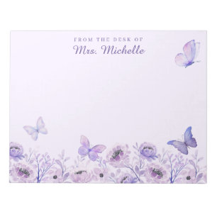 Aquarell Schmetterlinge Wildblumen Garten Flieder  Notizblock