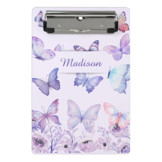 Aquarell Schmetterlinge Wildblumen Garten Lilac Mini Klemmbrett