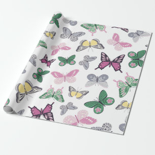 Aquarell-Schmetterlingsgarten-Muster Geschenkpapier