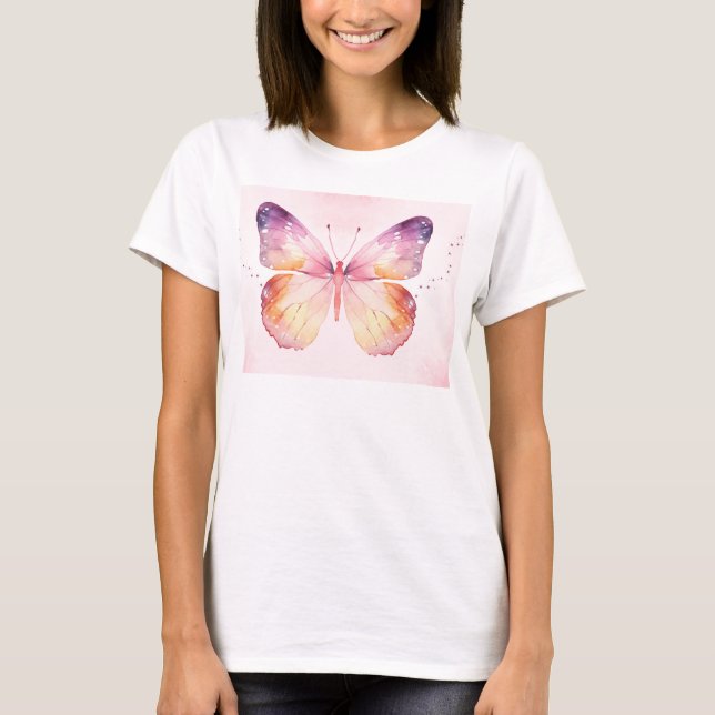 Aquarell-Schmetterlingskunst T-Shirt (Vorderseite)