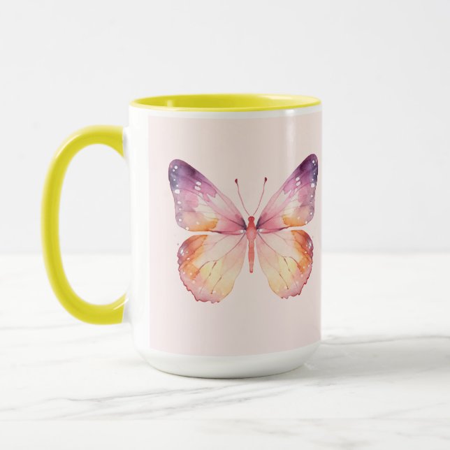Aquarell-Schmetterlingskunst  Tasse (Links)