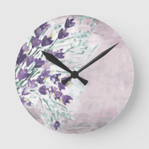 Aquarell-Schmutzhintergrund mit Glocken Runde Wanduhr
