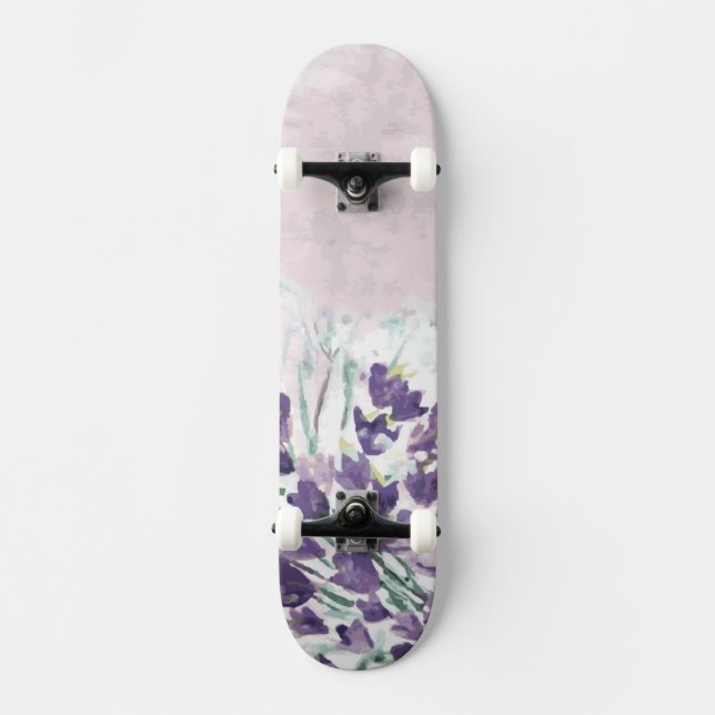 Aquarell-Schmutzhintergrund mit Glocken Skateboard (Vorderseite)