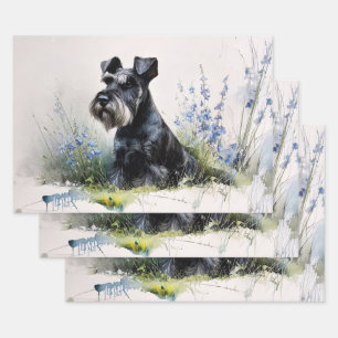 Aquarell-Schnauzer-Decoupage Geschenkpapier Set