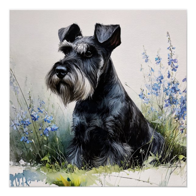 Aquarell-Schnauzer Poster (Vorderseite)