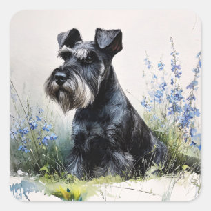 Aquarell-Schnauzer Quadratischer Aufkleber