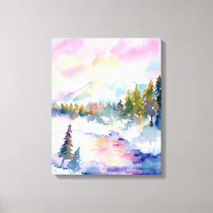 Aquarell-Schnee-Gebirgsdruck Leinwanddruck
