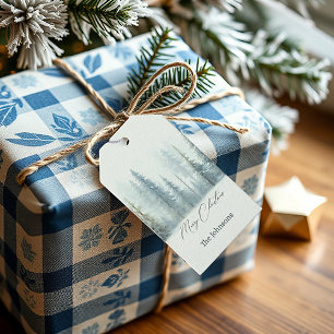 Aquarell schneebedeckte Bäume benutzerdefiniertes  Geschenkanhänger