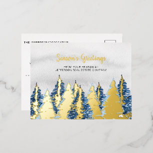 Aquarell schneebedeckte Kiefern Wald Winter Geschä Folien Feiertagspostkarte