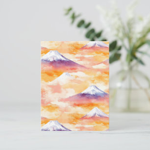 Aquarell-Schneeberge Orange-Twilight-Szene Postkarte
