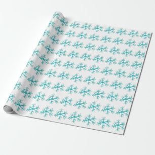 Aquarell-Schneeflocke Blau Winter  Geschenkpapier