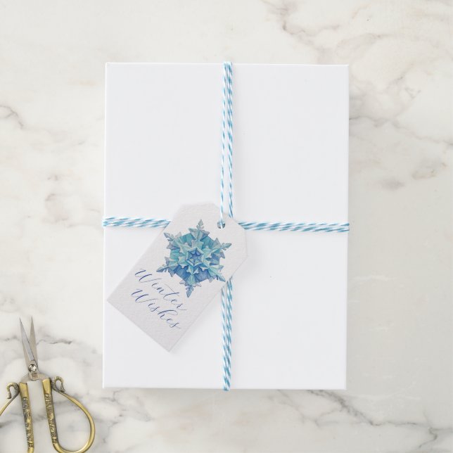 Aquarell-Schneeflocke Geschenkanhänger (Mit Garn)