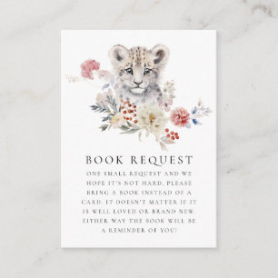 Aquarell-Schneeleopard-Baby-Shower-Buchwunsch Begleitkarte