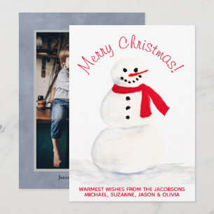 Aquarell-Schneemann Frohe Weihnachten Foto Rücksei