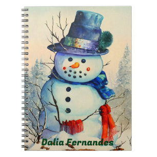 Aquarell-Schneemann individuell gestaltbares Notiz Notizblock