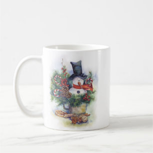 Aquarell Schneemann Weihnachtsbaum Neujahr Winter Kaffeetasse
