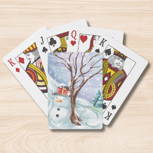 Aquarell-Schneemann Winter Wonderland Weihnachten Spielkarten