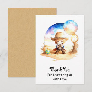 Aquarell: Schnüren Sie die Cowboy-Babydusche Dankeskarte