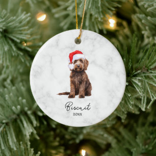 Aquarell Schokoladenbraun Goldendoodle Keramik Ornament
