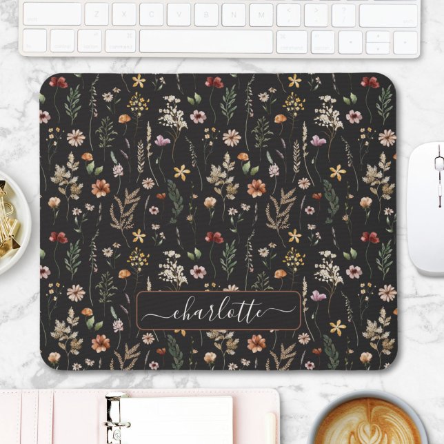 Aquarell Schön Florales Wildblumen Muster  Mousepad (Von Creator hochgeladen)