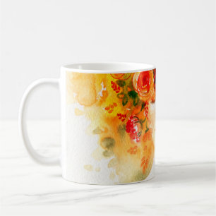 Aquarell schöne Frau mit Kranz Kaffeetasse