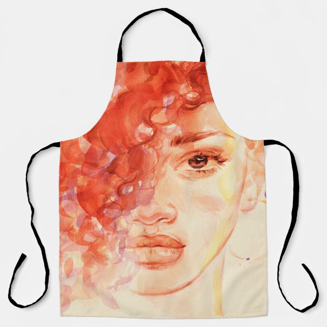 Aquarell schönes Mädchen Schürze (Vorderseite)
