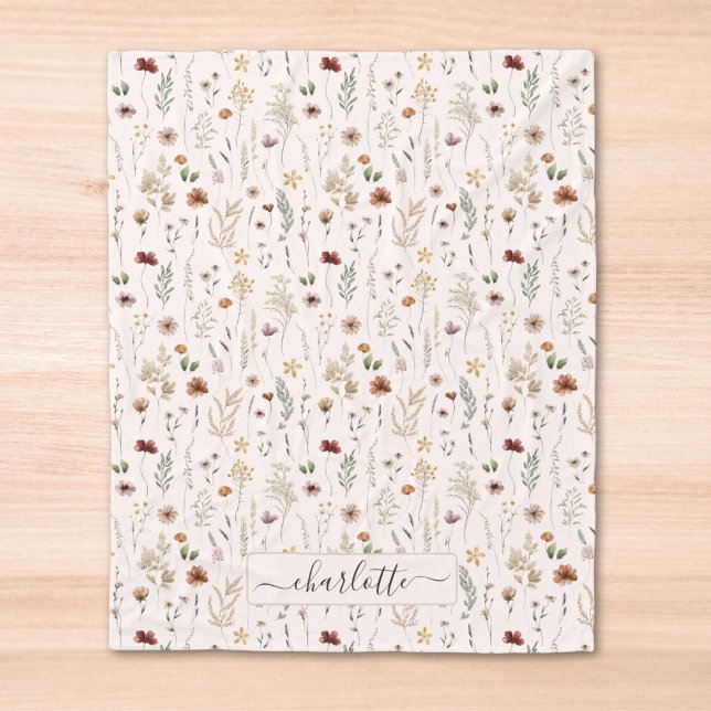 Aquarell Schönes Wildblumen-Blumenmuster  Fleecedecke (Von Creator hochgeladen)
