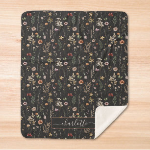 Aquarell Schönes Wildblumen-Blumenmuster  Sherpadecke