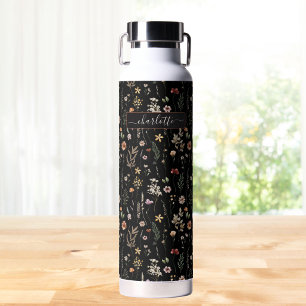 Aquarell Schönes Wildblumenmuster Personalisiert Trinkflasche