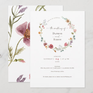 Aquarell-Schrift-Einladung mit Wildblumen Einladung
