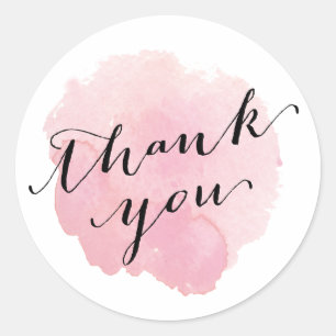 Aquarell Schrift Rosa Danke Runder Aufkleber