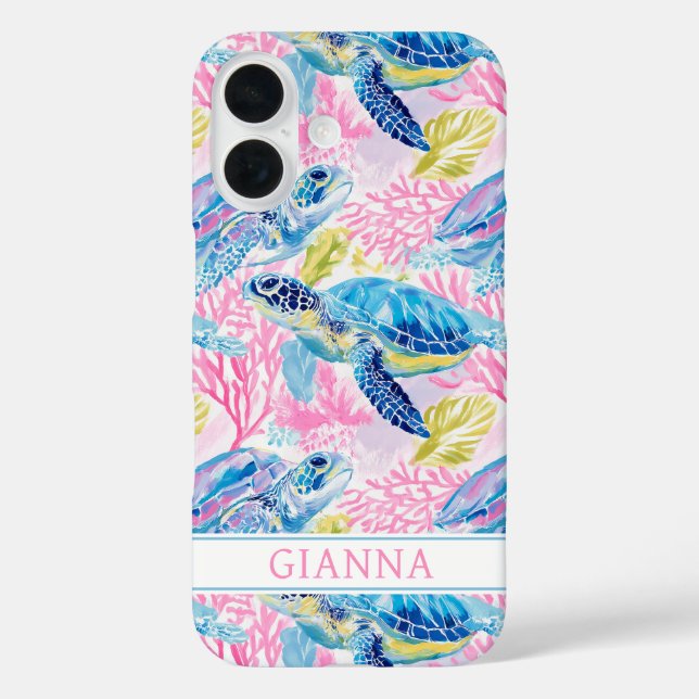 Aquarell-Schriftzug Meeresschildkröten Case-Mate iPhone Hülle (Rückseite)