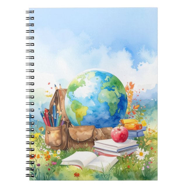 Aquarell-Schulbeginn-Notizbuch Notizblock (Vorderseite)