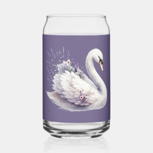Aquarell-Schwan mit Lavendelblüten Dosenglas